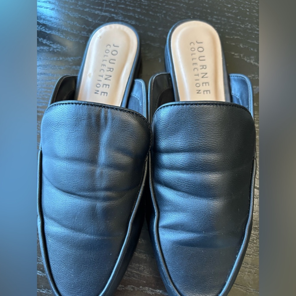 Journee Collection Black Vegan Mules with Classic Slip-On‎ Design